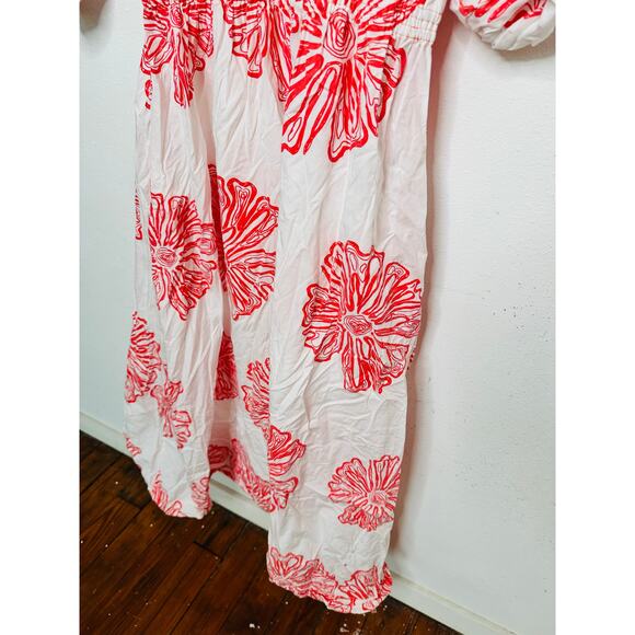 MARIE OLIVER Pink Floral 100% Cotton Ava V-Neck 3/4 Sleeve Maxi Dress Size M - Picture 10 of 16